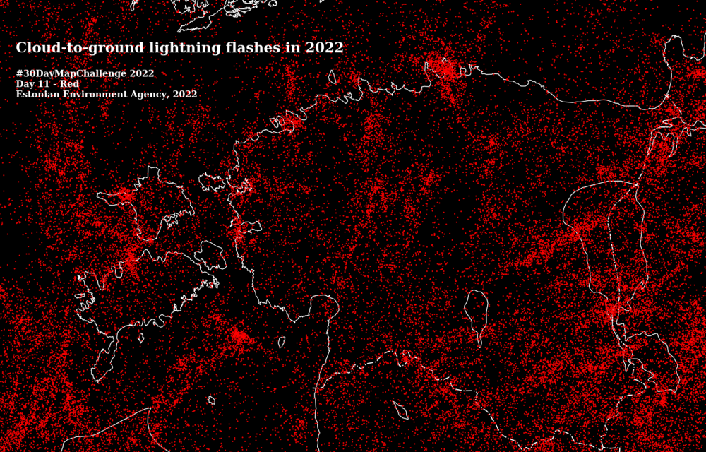 Estonian map lightning strikes