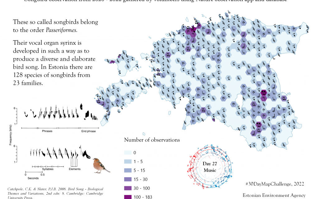 estonian map with songbirds