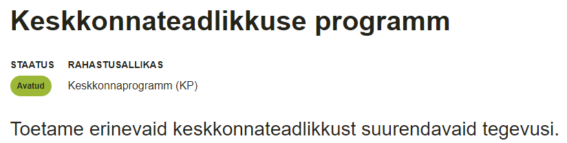 keskkonnateadlikkuse programm keskkonnateadlikkuse programm