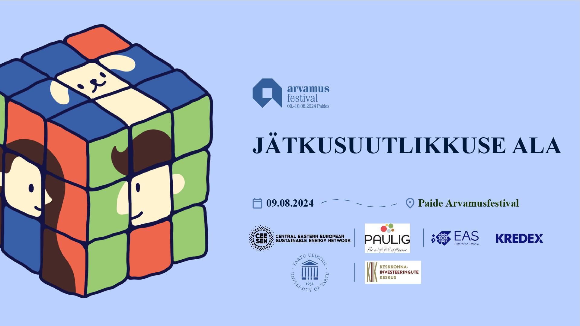 Paide arvamusfestivali logo ja bänner jätkusuutlikkuse ala jaoks