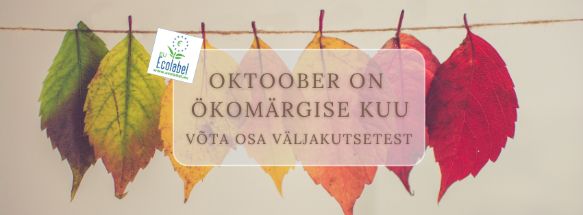 puulehed ripuvad pesunööril ja kiri nende ees, et algab ökomärgise kuu, võta osa väljakutsetest puulehed ripuvad pesunööril ja kiri nende ees, et algab ökomärgise kuu, võta osa väljakutsetest