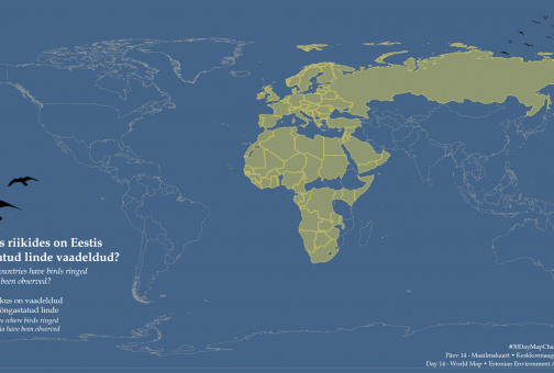Eestis rõngastatud linnud on neid riike külastanud, mis sellele kaardil kollased