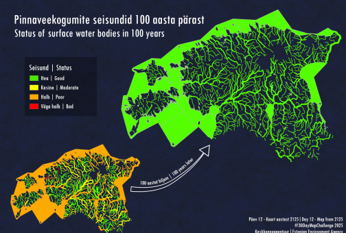 Pinnaveekogumite seisundi kaart aastal 2125