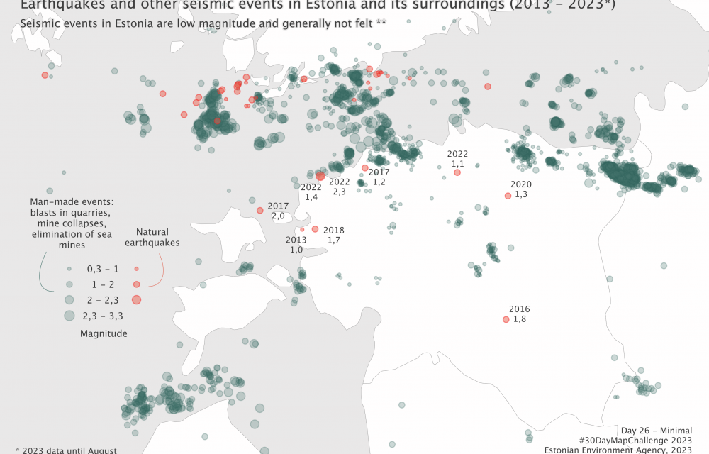 natural and human impacted earthquakes in Estonia 2013-2023