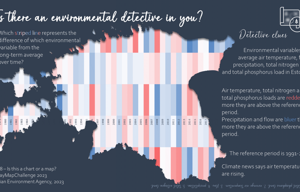 Different environmental variables changes marked on Estonian map