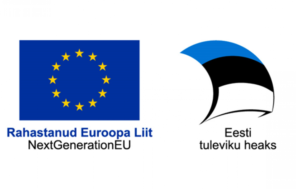 Pildil Eesti ja Euroopa Liidu lipp, tekstiga Rahastanud Euroopa Liit NextGenerationEU ja Eesti tuleviku heaks