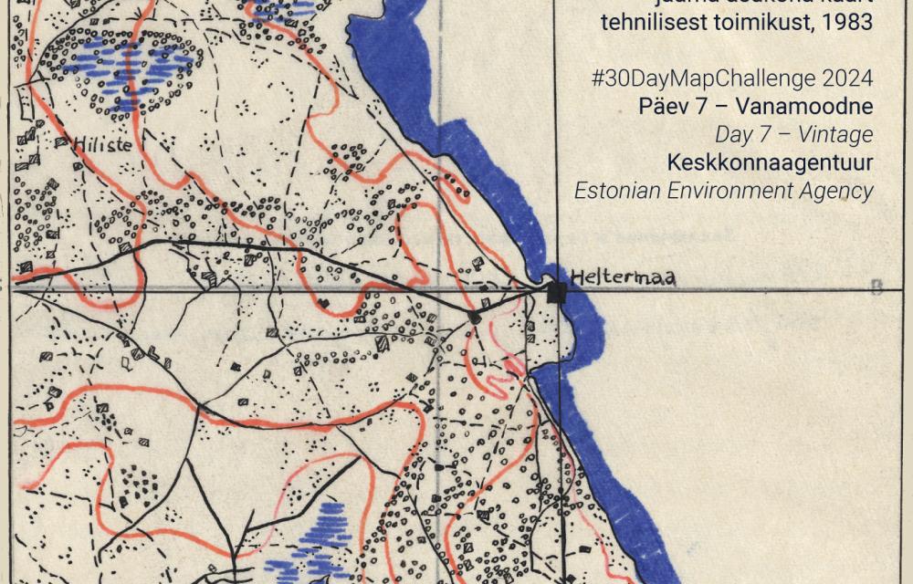 Käsitsi joonistatud Heltermaa rannikujaama asukoha kaart
