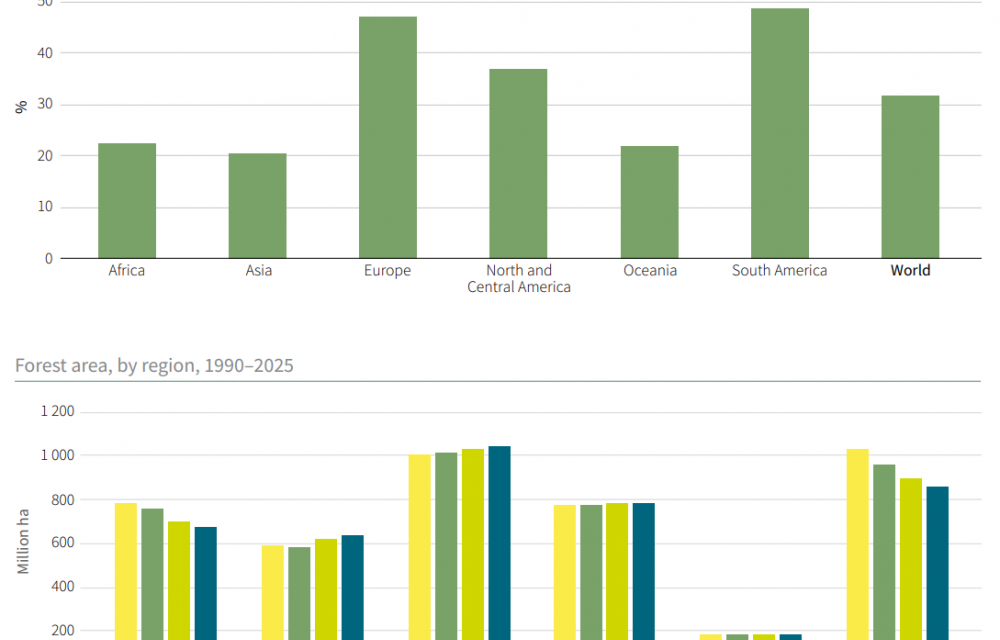 Metsamaa pindala jagunemine maailmajagude kaupa tulpdiagrammina
